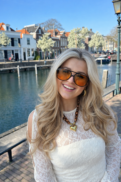 Oranje Zonnebril Trendy Bril voor Vrouw