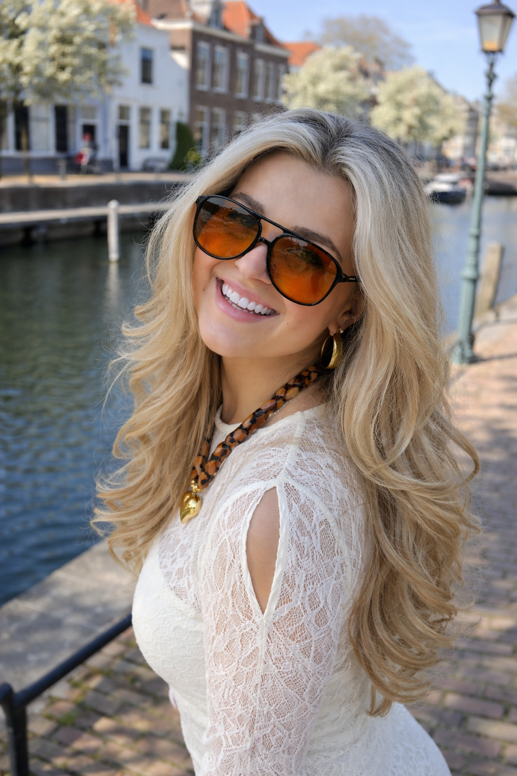 Oranje Zonnebril Trendy Bril voor Vrouw