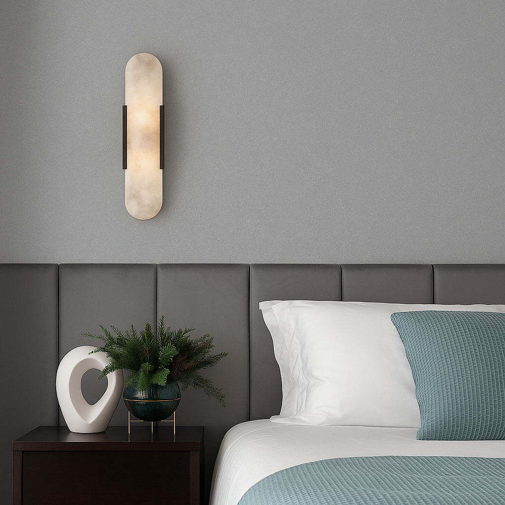 Marmeren wandlamp voor slaapkamer en woonkamer met zachte sfeerverlichting