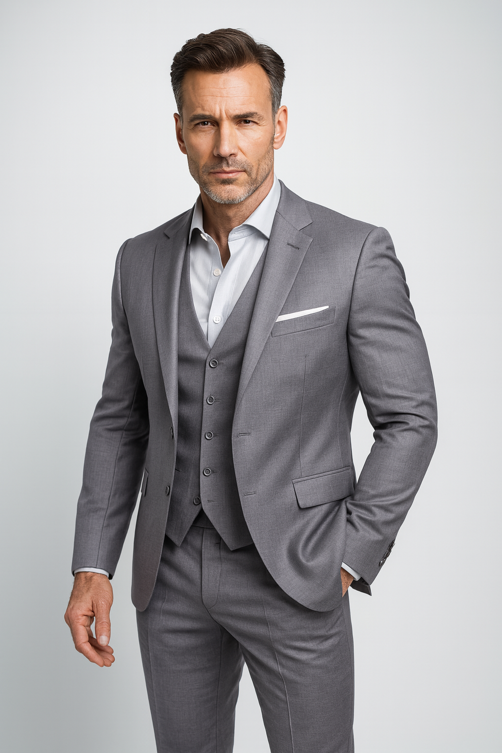 Herenpak Driedelig Slim Fit met Gilet en Pantalon