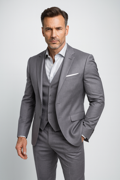 Herenpak Driedelig Slim Fit met Gilet en Pantalon