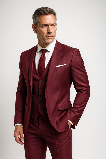 Herenpak Driedelig Slim Fit met Gilet en Pantalon
