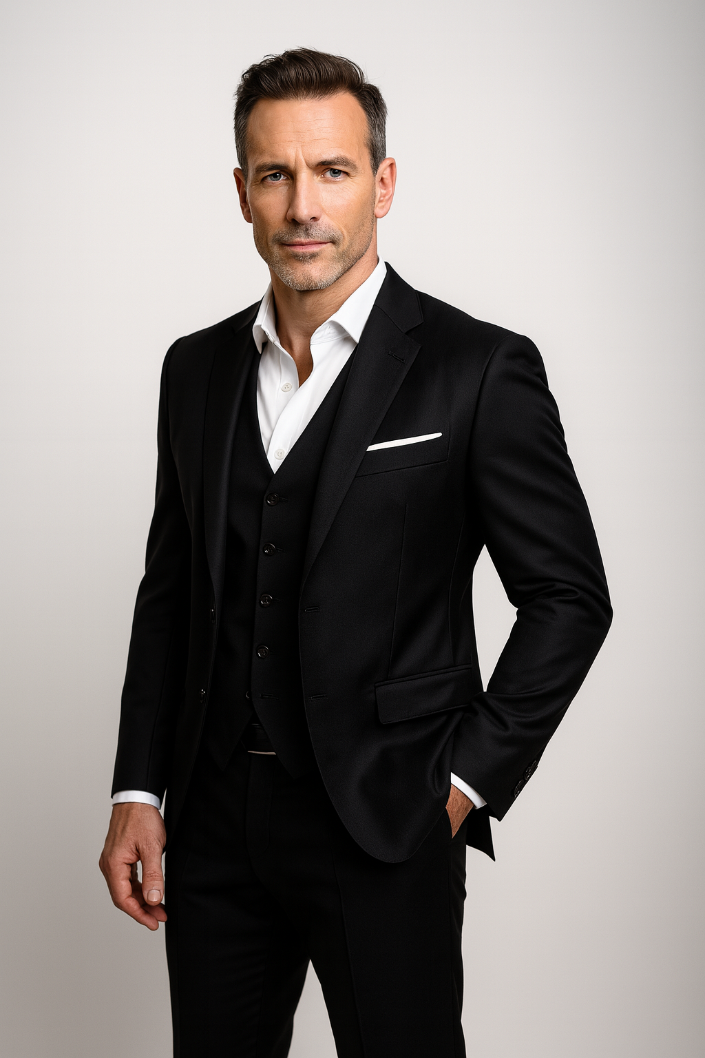 Herenpak Driedelig Slim Fit met Gilet en Pantalon