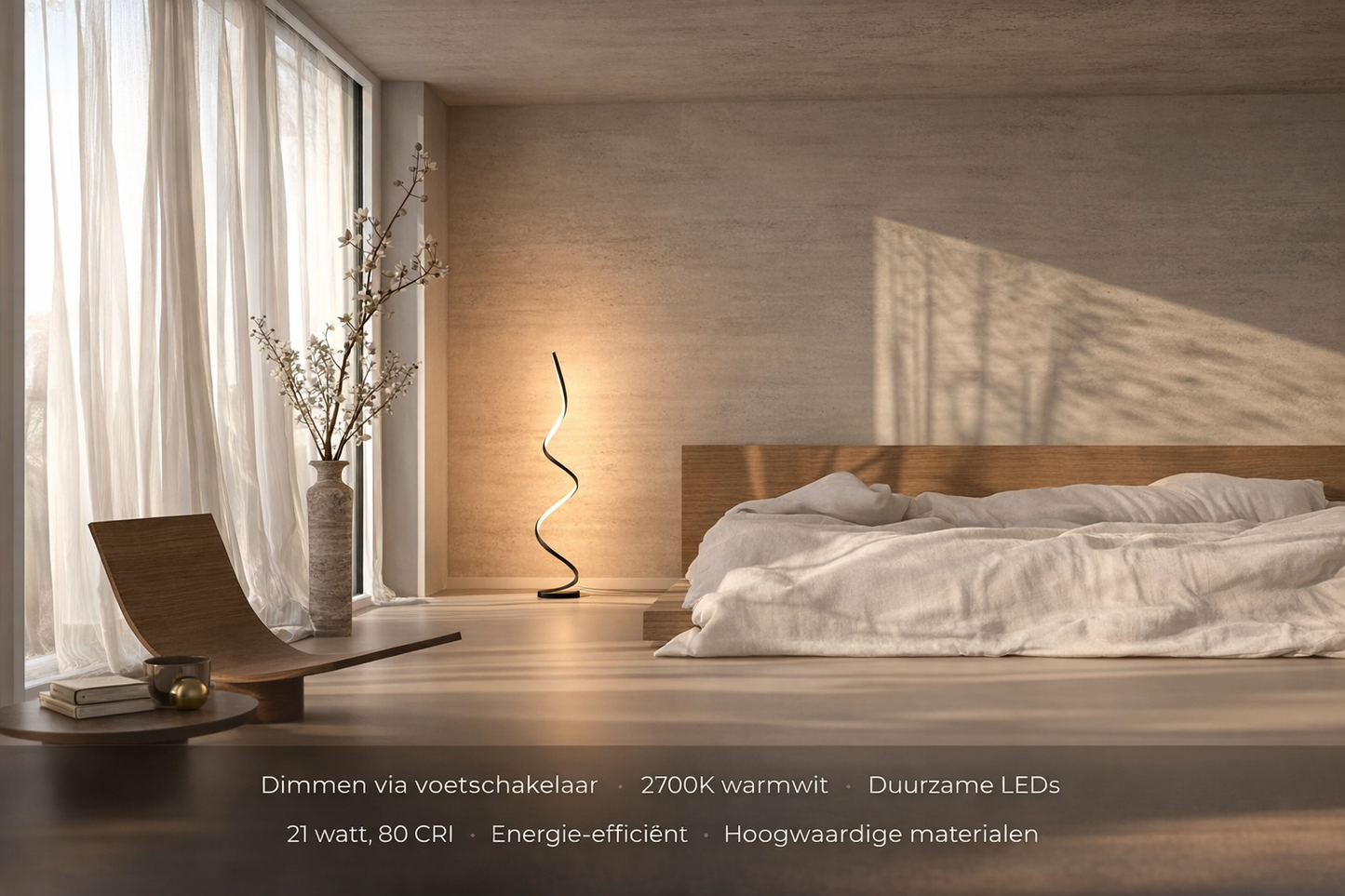 Sansoti | Minimalistische LED Vloerlamp Spiraal | Dimbaar | Moderne Design Staande Lamp