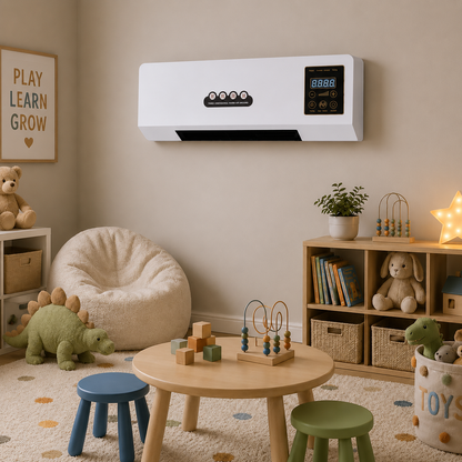 Ruimteklimaatsysteem 2-in-1 Ventilator & Verwarming 1800W met Afstandsbediening Wandmontage Wit