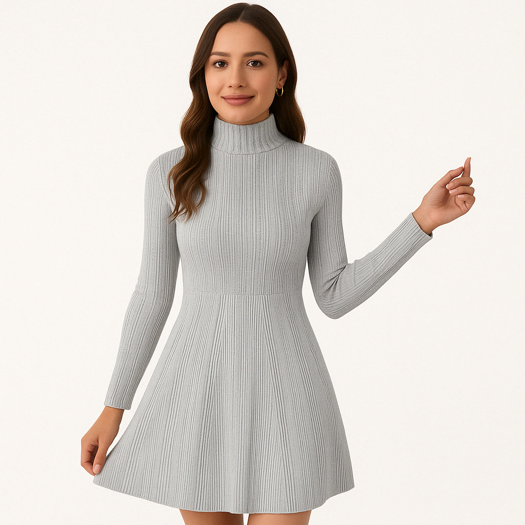 Vrouwelijke Coljurk Gebreid met Wijd Model Rok - StudioMarella