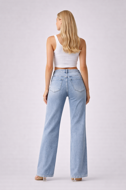 Dames High-Waist Flare Jeans met Naaddetail Stijlvol
