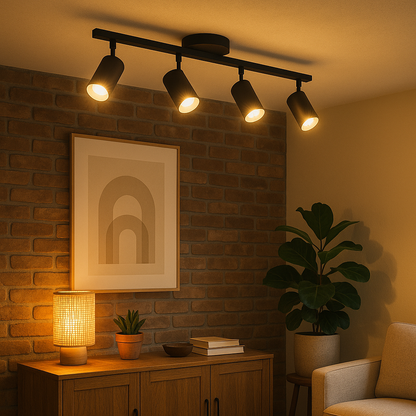Moderne 4-kops plafondlamp GU10 aluminium zwart woonkamer keuken verlichting verstelbare spots plafondlamp modern design