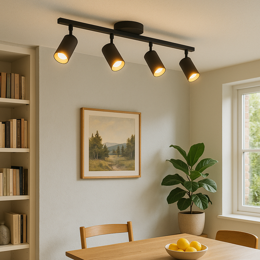 Moderne 4-kops plafondlamp GU10 aluminium zwart woonkamer keuken verlichting verstelbare spots plafondlamp modern design