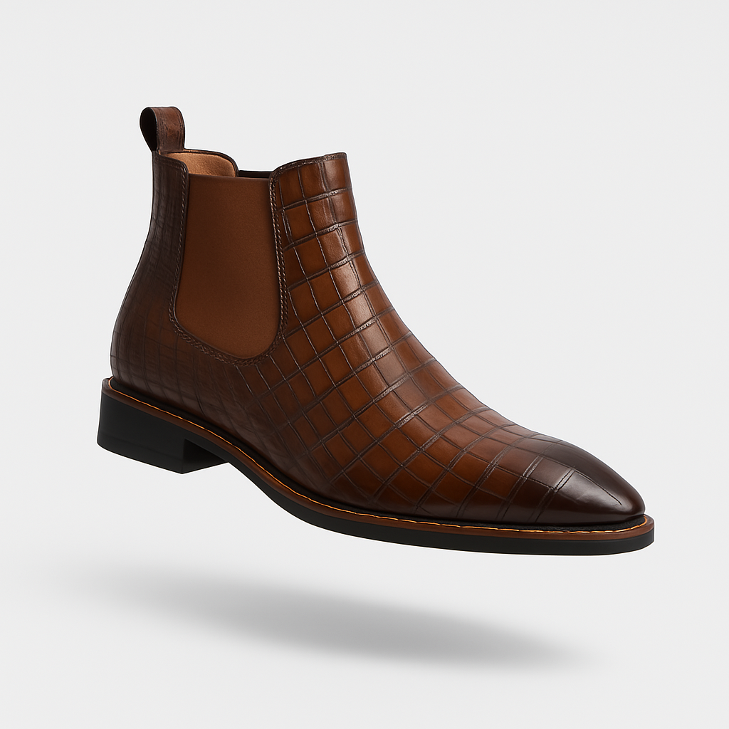 Enkellaars Heren Leer Bruin Stijlvol Design - StudioMarella