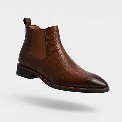 Enkellaars Heren Leer Bruin Stijlvol Design - StudioMarella
