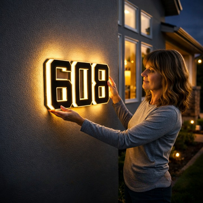 Verlicht Huisnummerbord op Zonne-energie met Automatische LED-Verlichting bij Schemering