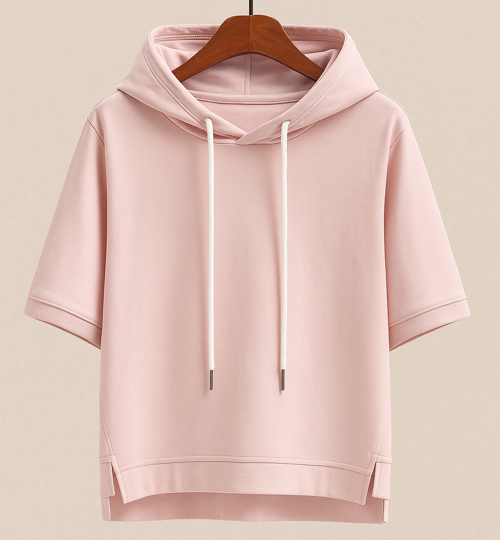 Dames Hoodie Korte Mouw Comfortabele Pasvorm - StudioMarella