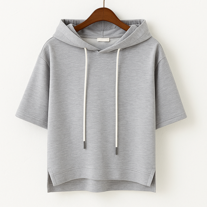 Dames Hoodie Korte Mouw Comfortabele Pasvorm