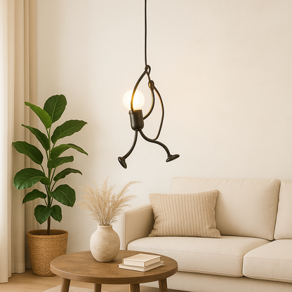 Unieke Wandlamp Klimmende Man — Industrieel Design Sculptuur — Scandinavische Wand Verlichting