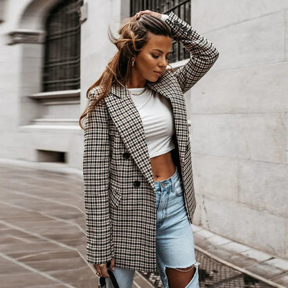 Dames Blazer Geruit Klassieke Stijl