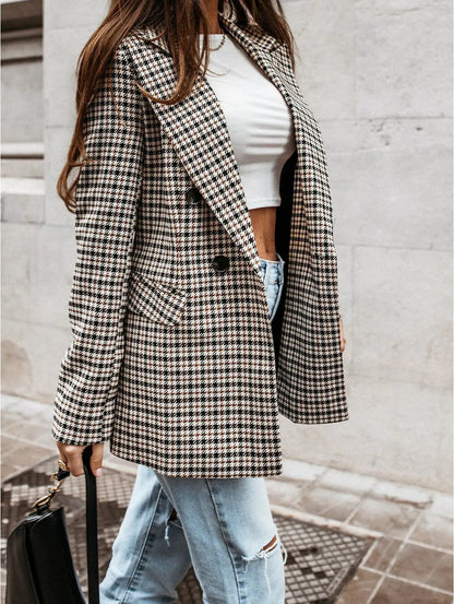 Dames Blazer Geruit Klassieke Stijl