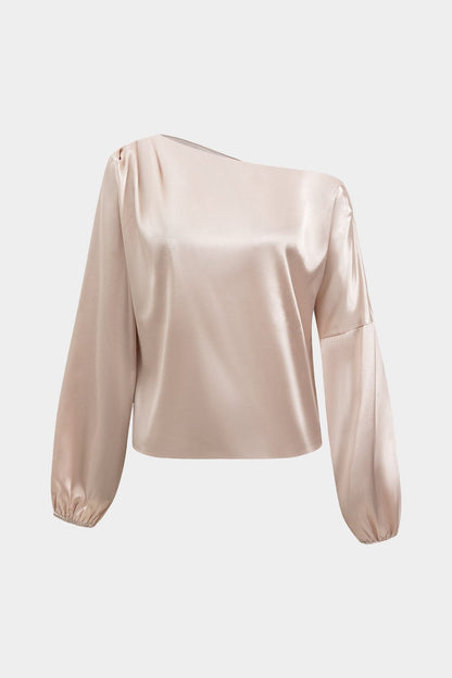 Vrouwelijke Blouse Asymmetrische Mouw van Satijn - StudioMarella