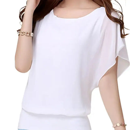 Vrouwen Blouse Effen Chiffon met Vleermuismouwen