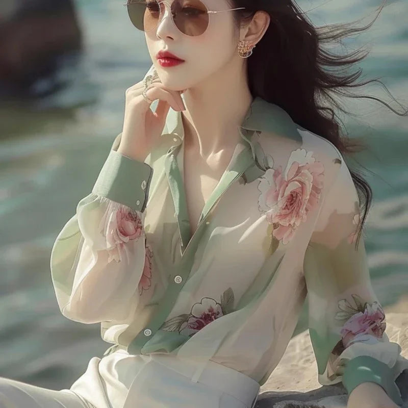 Dames Blouses Zomer - Lichte Chiffon Tops Stijlvol en Vrouwelijk