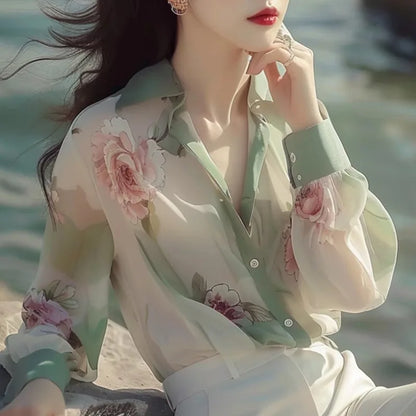 Dames Blouses Zomer - Lichte Chiffon Tops Stijlvol en Vrouwelijk