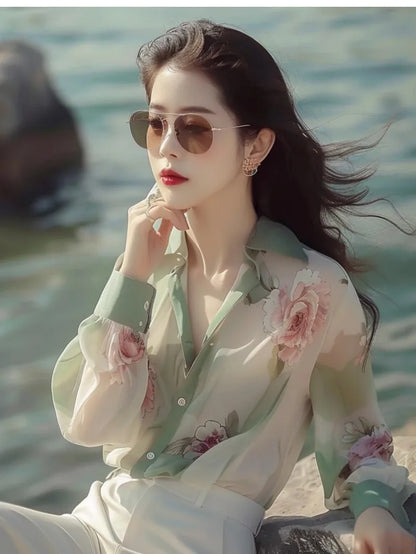 Dames Blouses Zomer - Lichte Chiffon Tops Stijlvol en Vrouwelijk