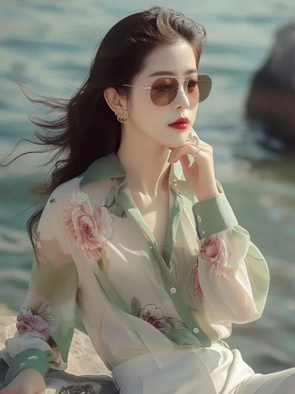 Dames Blouses Zomer - Lichte Chiffon Tops Stijlvol en Vrouwelijk