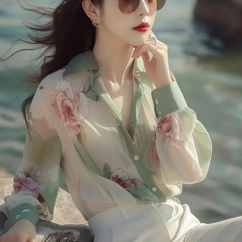 Dames Blouses Zomer - Lichte Chiffon Tops Stijlvol en Vrouwelijk