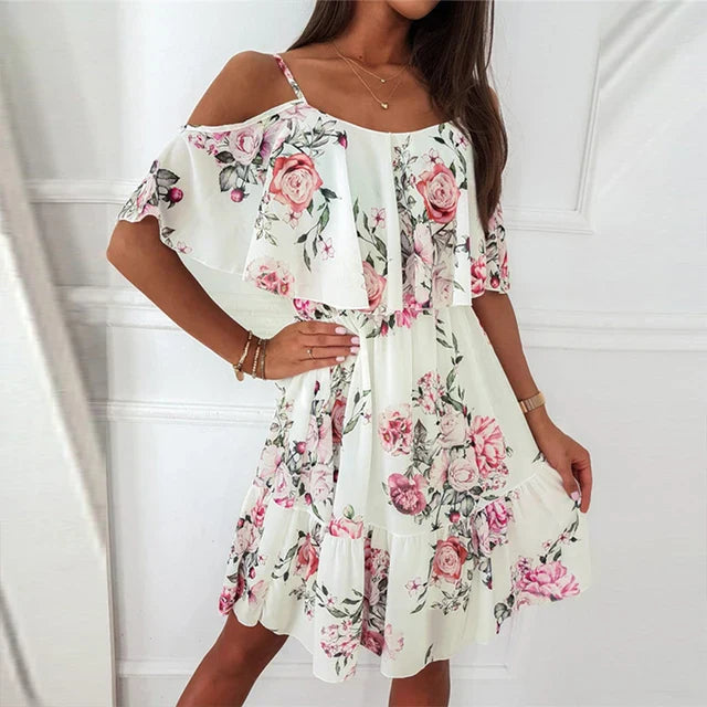 Zomerjurk voor Vrouwen Bloemig Chiffon Jurk 2024 Mode