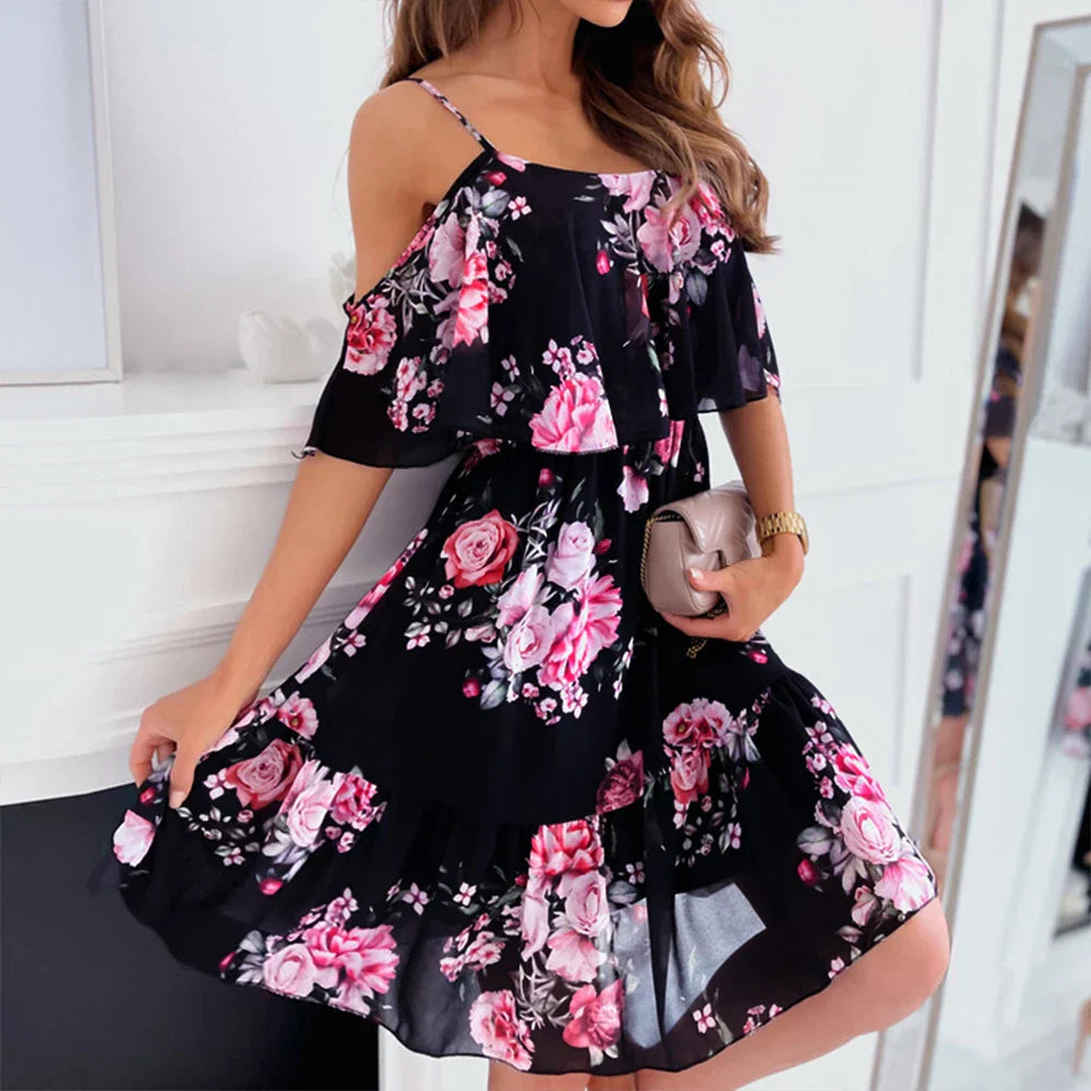 Zomerjurk voor Vrouwen Bloemig Chiffon Jurk 2024 Mode