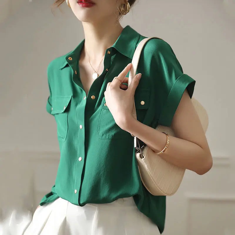 Witte Zomer Blouse van Chiffon Stof Luchtig en Elegant