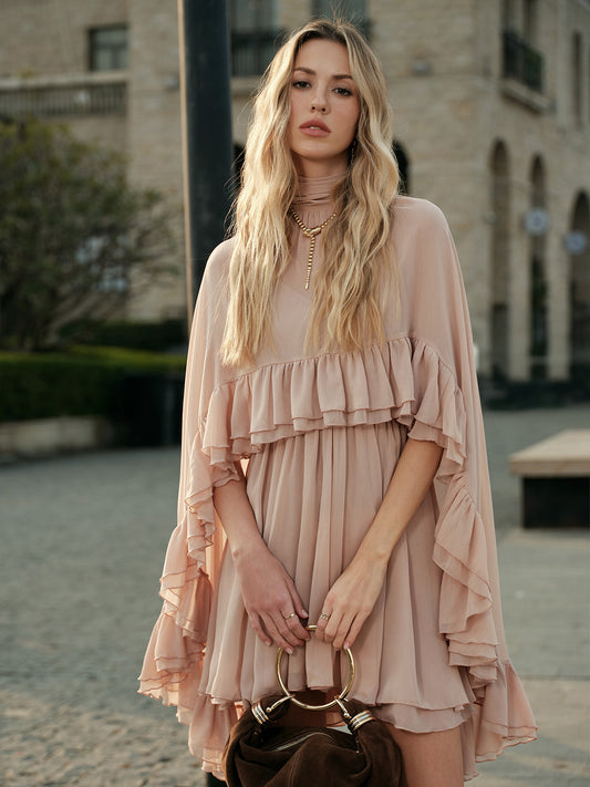 Dames Mini Jurk Zomerjurk Ruffle Details Luchtige Pasvorm Elegant - StudioMarella