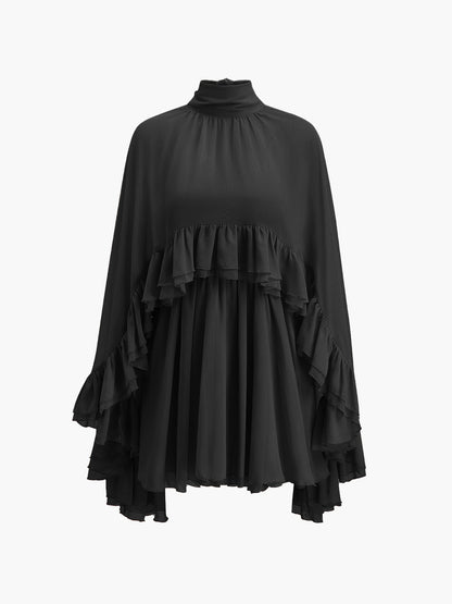 Dames Mini Jurk Zomerjurk Ruffle Details Luchtige Pasvorm Elegant