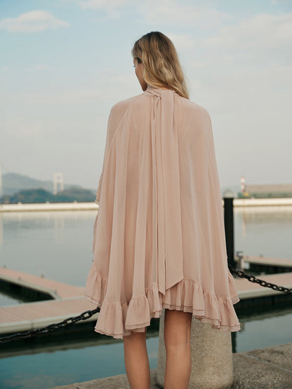 Dames Mini Jurk Zomerjurk Ruffle Details Luchtige Pasvorm Elegant