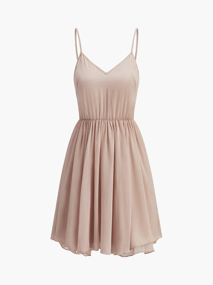 Dames Mini Jurk Zomerjurk Ruffle Details Luchtige Pasvorm Elegant