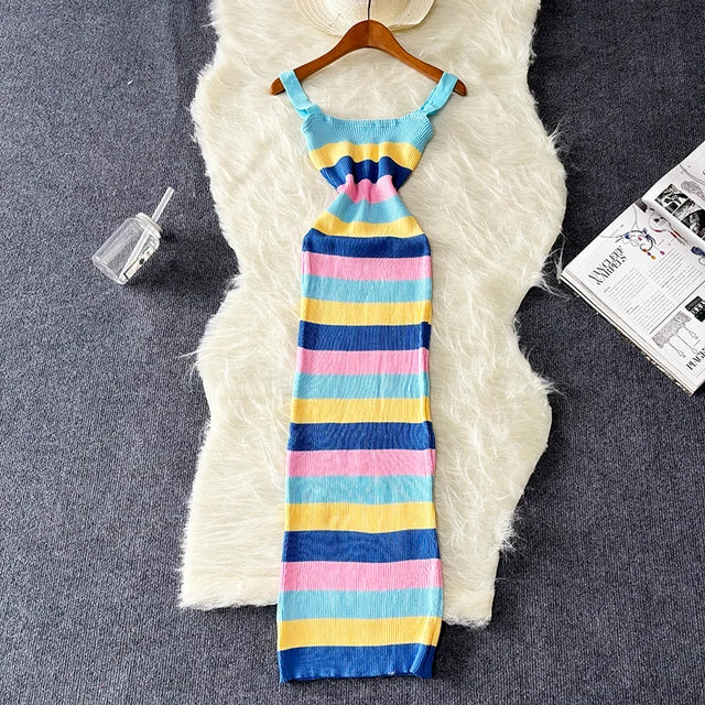 Zomerse Maxi Jurk Regenboog Kleuren Mooi Model - StudioMarella