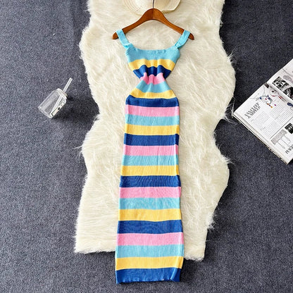 Zomerse Maxi Jurk Regenboog Kleuren Mooi Model - StudioMarella