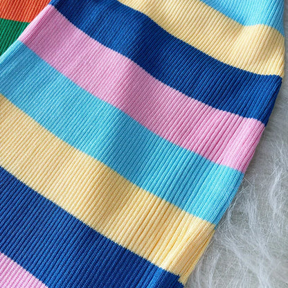 Zomerse Maxi Jurk Regenboog Kleuren Mooi Model