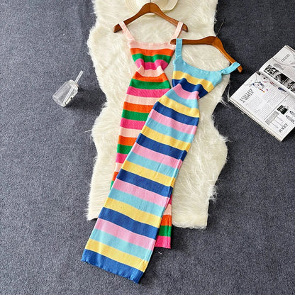 Zomerse Maxi Jurk Regenboog Kleuren Mooi Model