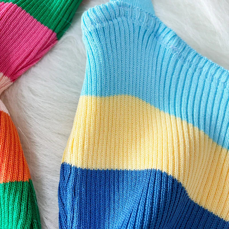 Zomerse Maxi Jurk Regenboog Kleuren Mooi Model