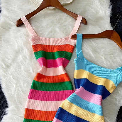 Zomerse Maxi Jurk Regenboog Kleuren Mooi Model