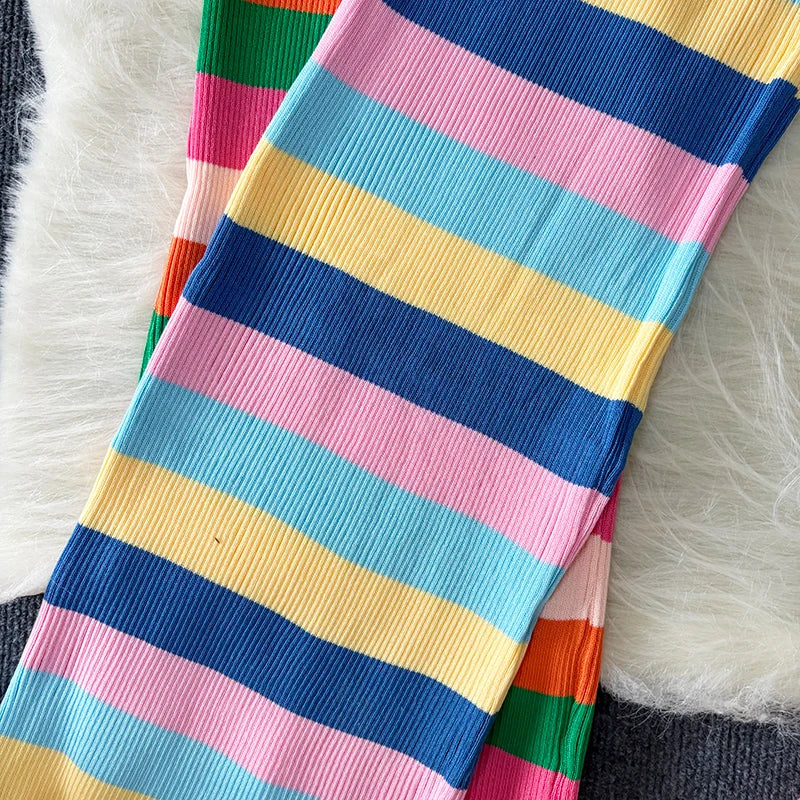 Zomerse Maxi Jurk Regenboog Kleuren Mooi Model