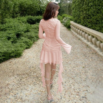 Damesjurk Geplisseerd Mesh Elegant Zomerjurk