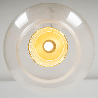 Glazen Hanglamp met Metalen Gaaskap Transparant Amber Zwart Goud 20-30cm Scandinavisch Design Eetkamer Keuken