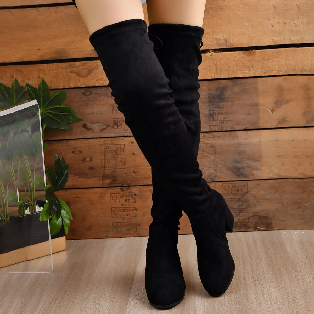 Dames Overknee Laarzen met Blokhak en Stijlvol Design