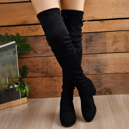 Dames Overknee Laarzen met Blokhak en Stijlvol Design