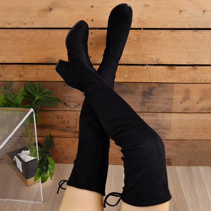 Dames Overknee Laarzen met Blokhak en Stijlvol Design