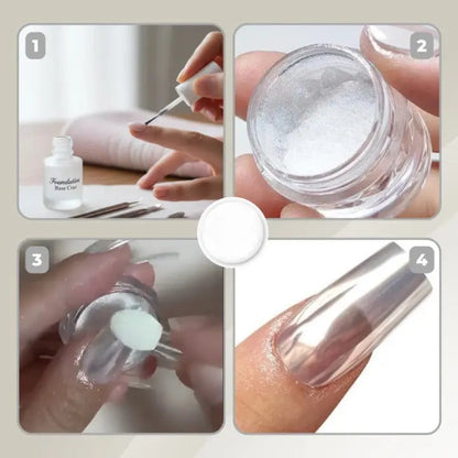 Chroompoeder voor Nagels Zilver – Spiegeleffect Nagelpoeder voor Gel en Acryl