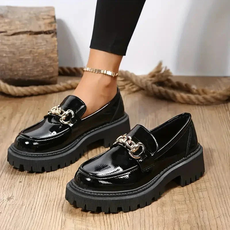 Dames Loafers Comfortabele Chunky Zool Met Kettingdetail