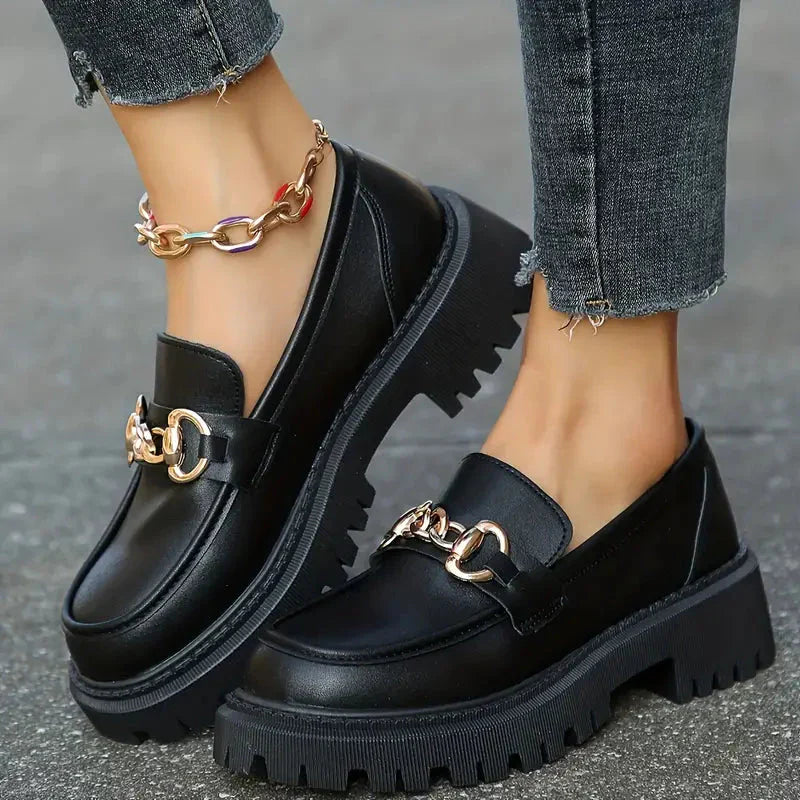 Dames Loafers Comfortabele Chunky Zool Met Kettingdetail